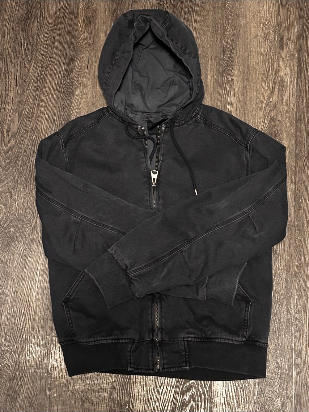 H&M Men's Black Zip-Up Hooded Sweater
